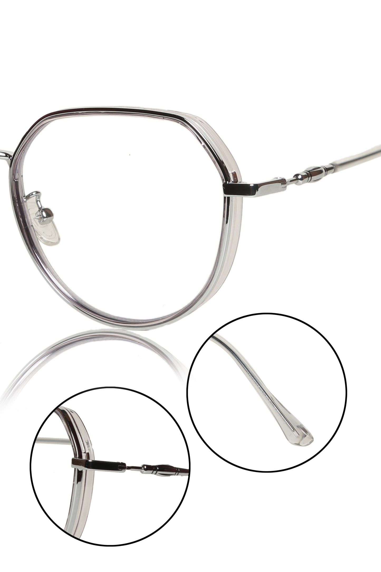 Jodykoes® Premium Series Round-Flat Top Eyewear Eyeglasses Spectacles Frame for Men and Women (Transparent)