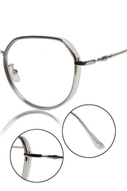 Jodykoes® Premium Series Round-Flat Top Eyewear Eyeglasses Spectacles Frame for Men and Women (Transparent)