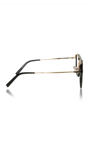 Jodykoes® Premium Series Double Bar Eyewear Eyeglasses Spectacles Frame for Men and Women (Black and Gold)