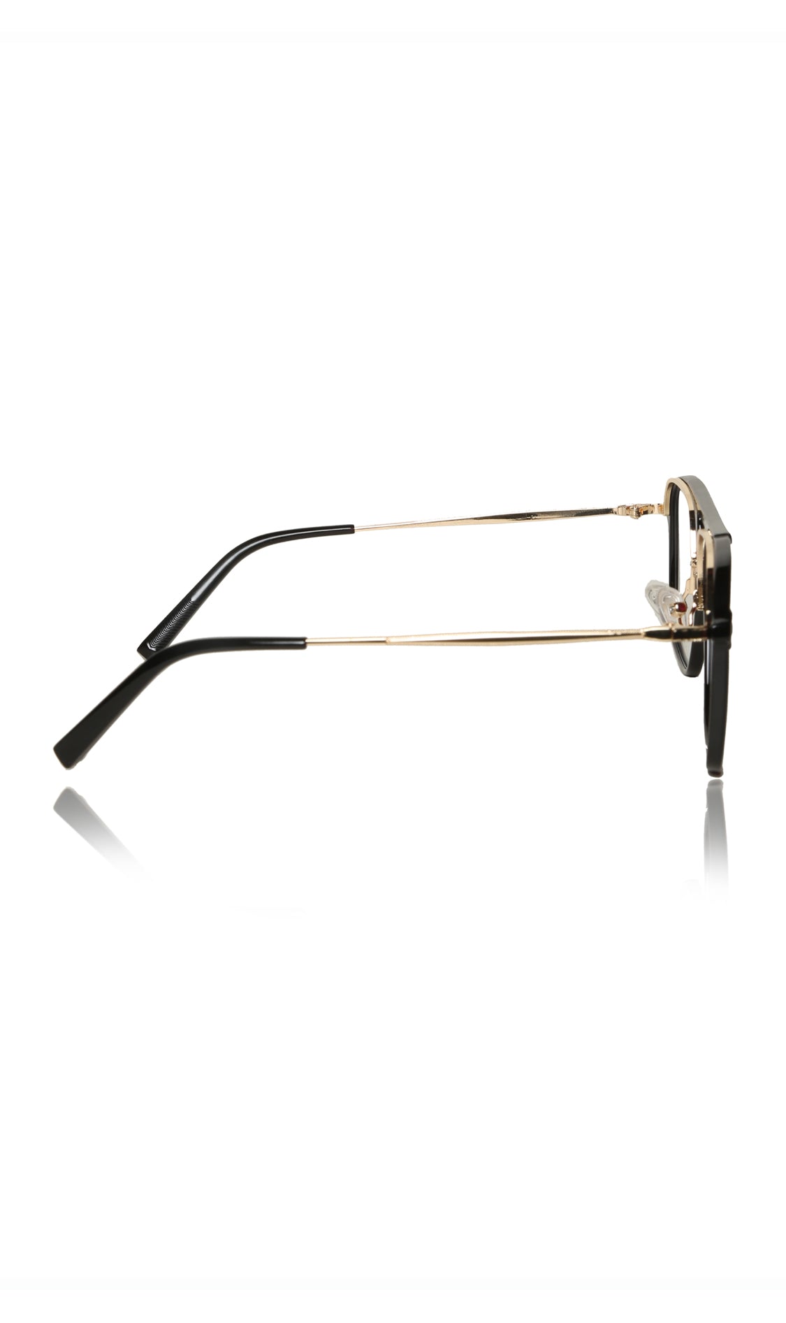 Jodykoes® Premium Series Double Bar Eyewear Eyeglasses Spectacles Frame for Men and Women (Black and Gold)