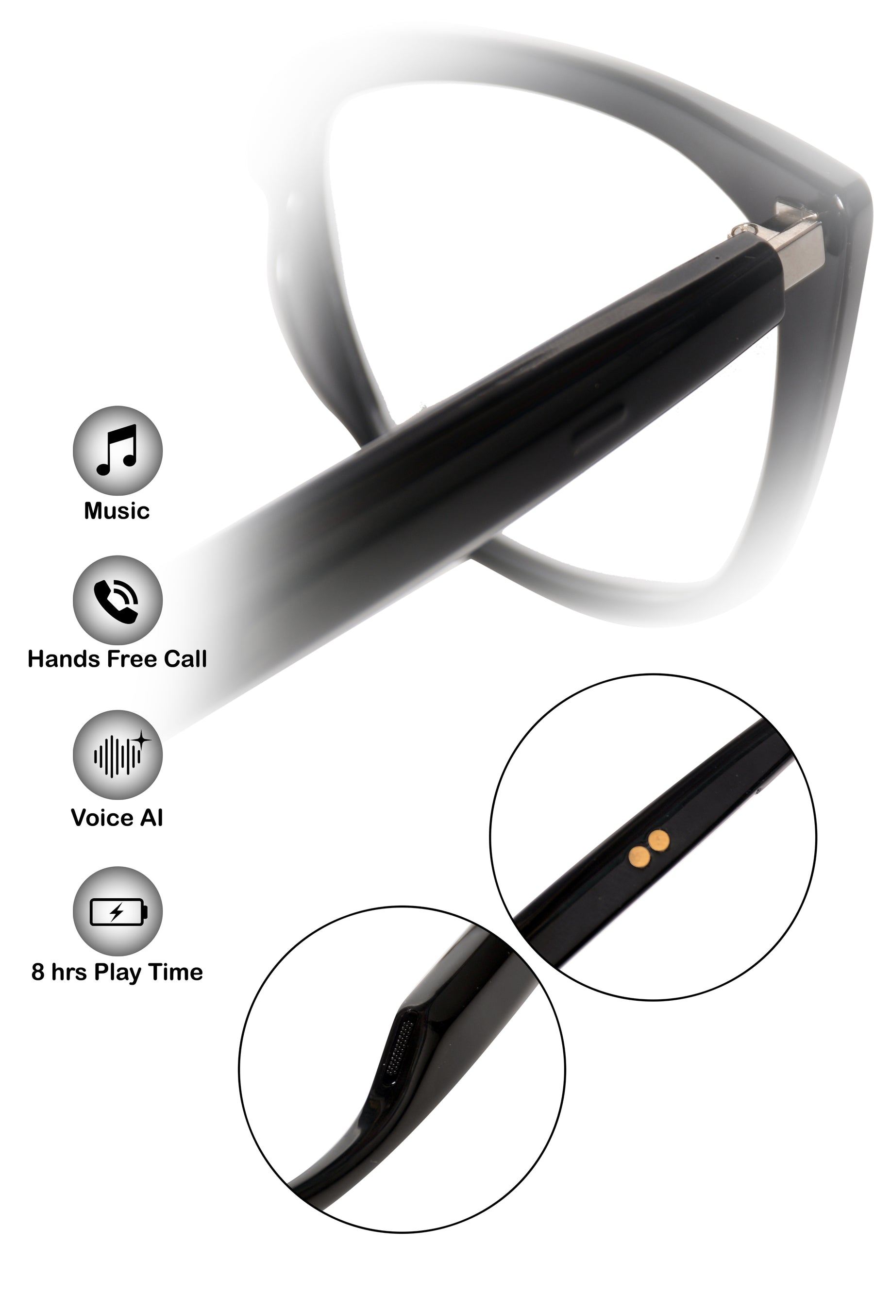 Jodykoes Cat Eye Smart Glasses with Speaker and Voice Assistant