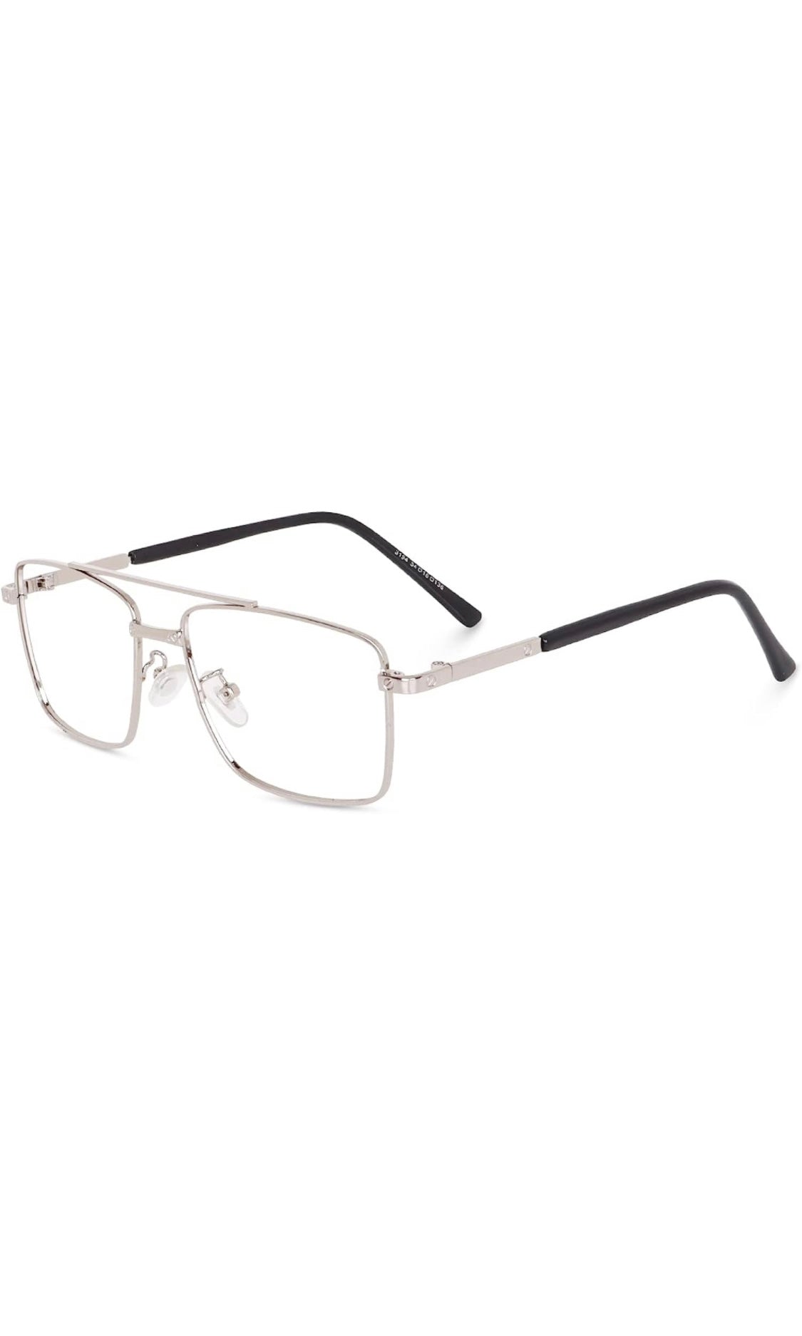 Jodykoes® New Full Rim Rectangular Blue Light Protection Computer Eyeglasses Metal Frame With Anti Glare and Blu Cut Glasses Spectacles for Men and Women Eyewear (Silver)