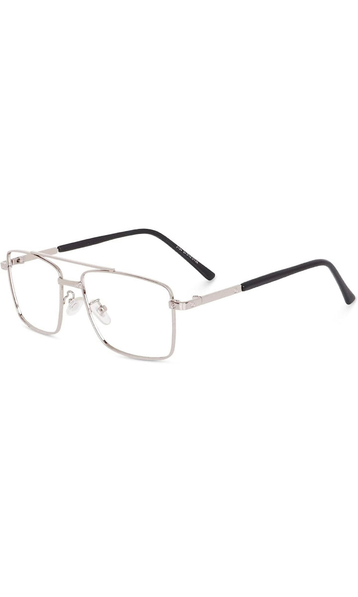 Jodykoes® New Full Rim Rectangular Blue Light Protection Computer Eyeglasses Metal Frame With Anti Glare and Blu Cut Glasses Spectacles for Men and Women Eyewear (Silver)