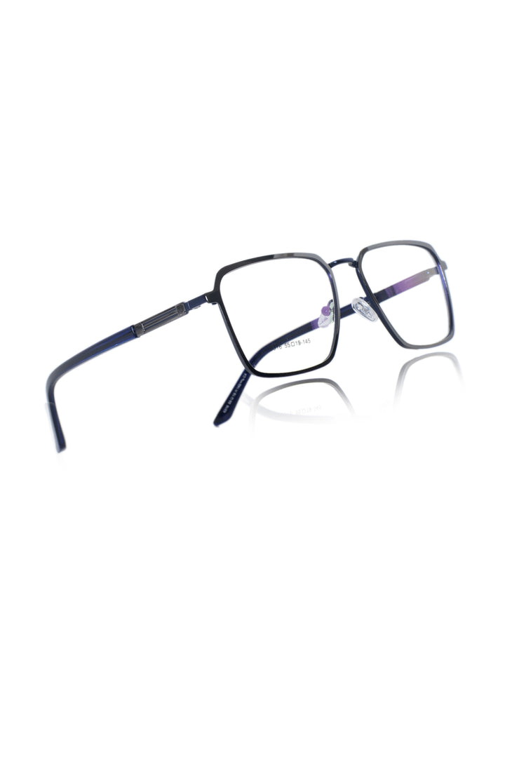 Jodykoes Founder's Edition Square Metal Titanium Eyeglass Frame | Premium Titanium Eyewear Glasses (Black-Blue)