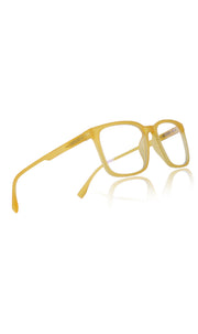 Jodykoes® Colour Series : Vibrant colours eyewear rectangle frames with anti glare and blue filter eyeglasses for men and women (Banana Yellow)