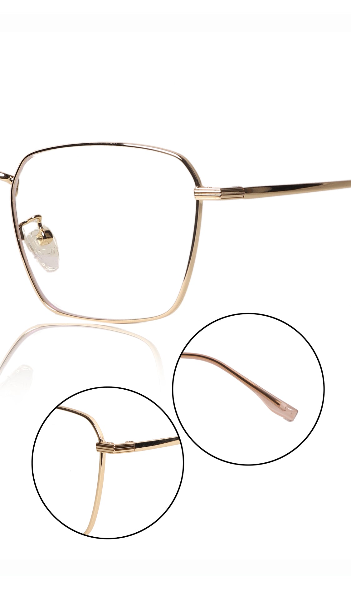 Jodykoes® Premium Series Metal Spectacle Frame With Anti-Glare Blue Light Blocking Eyeglasses for Men and Women | Computer and Mobile Phone Protection Eyewear Frames (Gold)