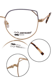 Jodykoes Luxury Series : Pure Titanium Metal Spectacle Eyeglasses | Cat Eye Metal Eyewear Frame ( Lavender and Gold )