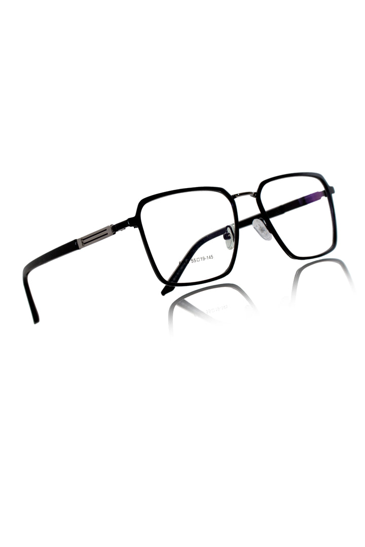 Jodykoes Founder's Edition Square Metal Titanium Eyeglass Frame | Premium Titanium Eyewear Glasses (Black-Silver)