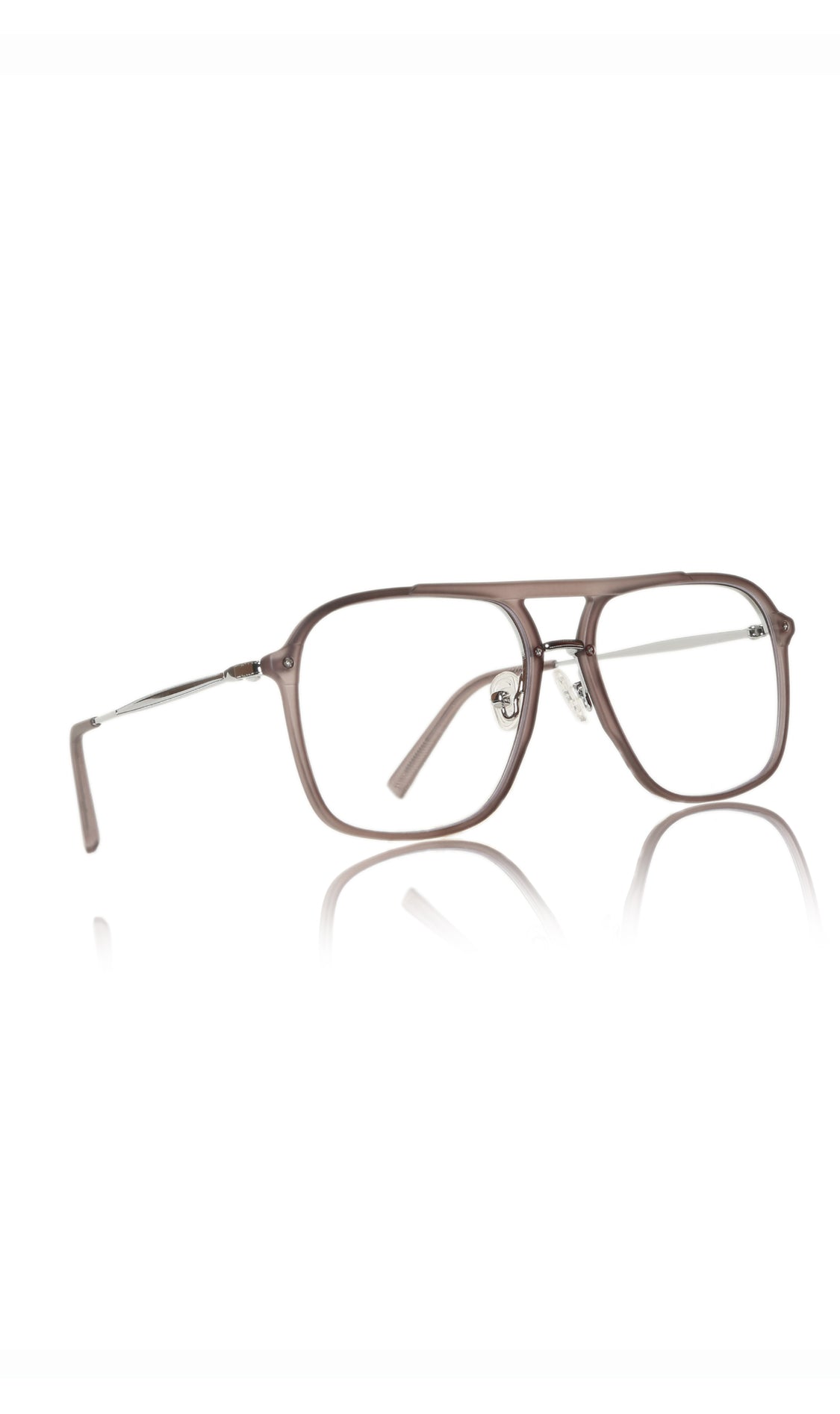 Jodykoes® Premium Series Double Bar Eyewear Eyeglasses Spectacles Frame for Men and Women (Matte Grey)