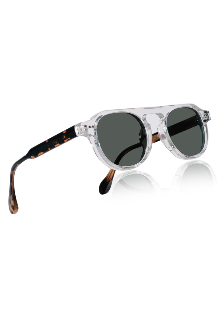 Jodykoes Legacy Round Aviator Square Sunglasses – UV400 Polarized (Clear Tortoise)