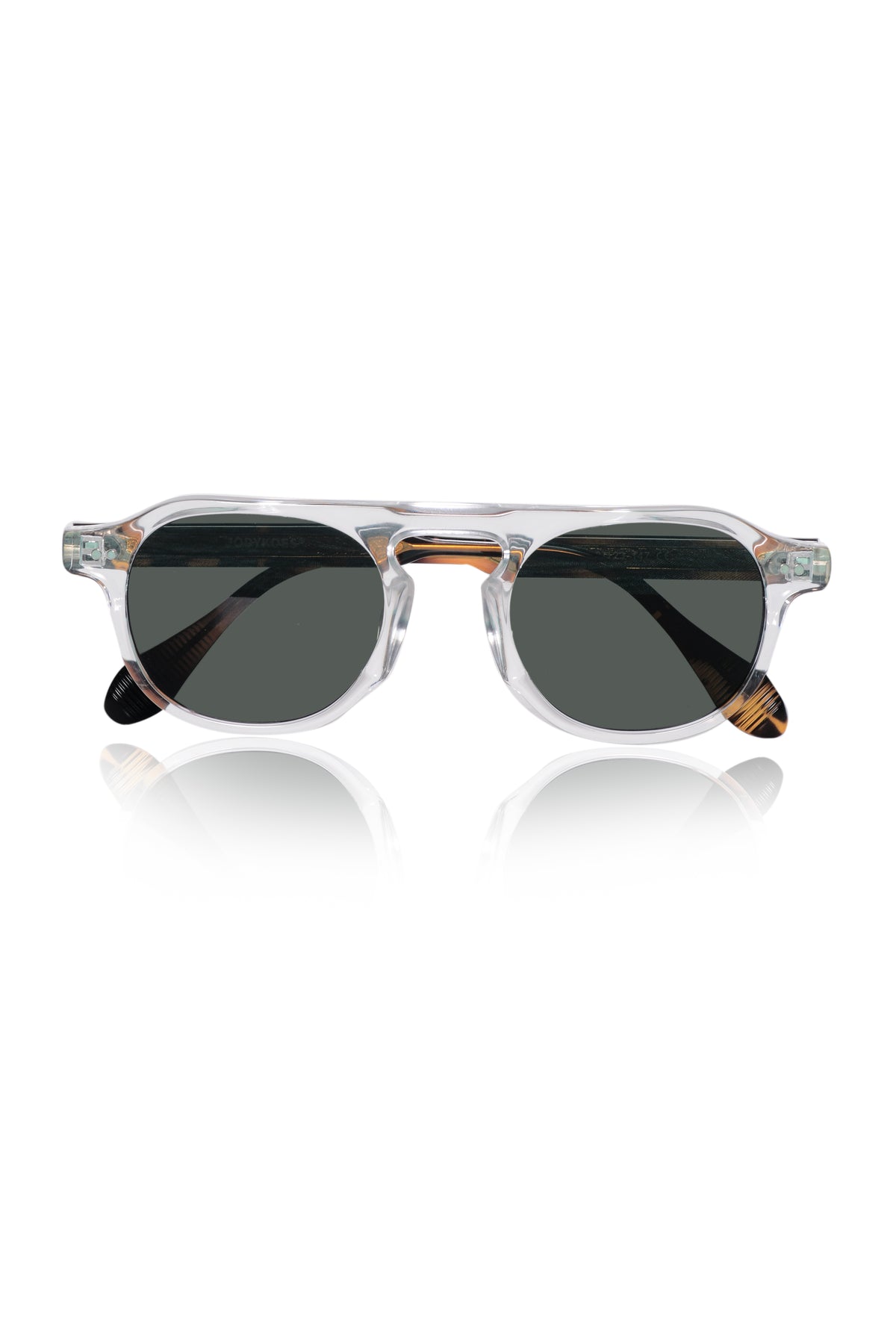 Jodykoes Legacy Round Aviator Square Sunglasses – UV400 Polarized (Clear Tortoise)