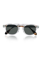 Jodykoes Legacy Round Aviator Square Sunglasses – UV400 Polarized (Clear Tortoise)