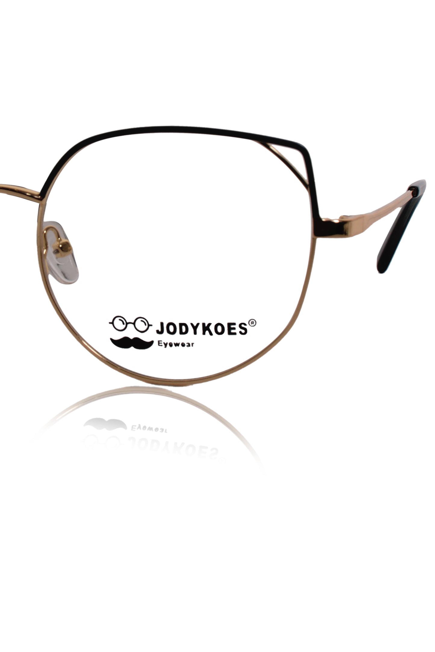 Jodykoes Luxury Series : Pure Titanium Metal Spectacle Eyeglasses | Cat Eye Metal Eyewear Frame ( Green and Gold )