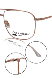 Jodykoes Luxury Series : Pure Titanium Metal Spectacle Eyeglasses | New Shape Double Bar Square Metal Eyewear Frame (Gold)