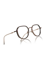 Jodykoes® Premium Series Round-Flat Top Eyewear Eyeglasses Spectacles Frame for Men and Women (Black Gold)
