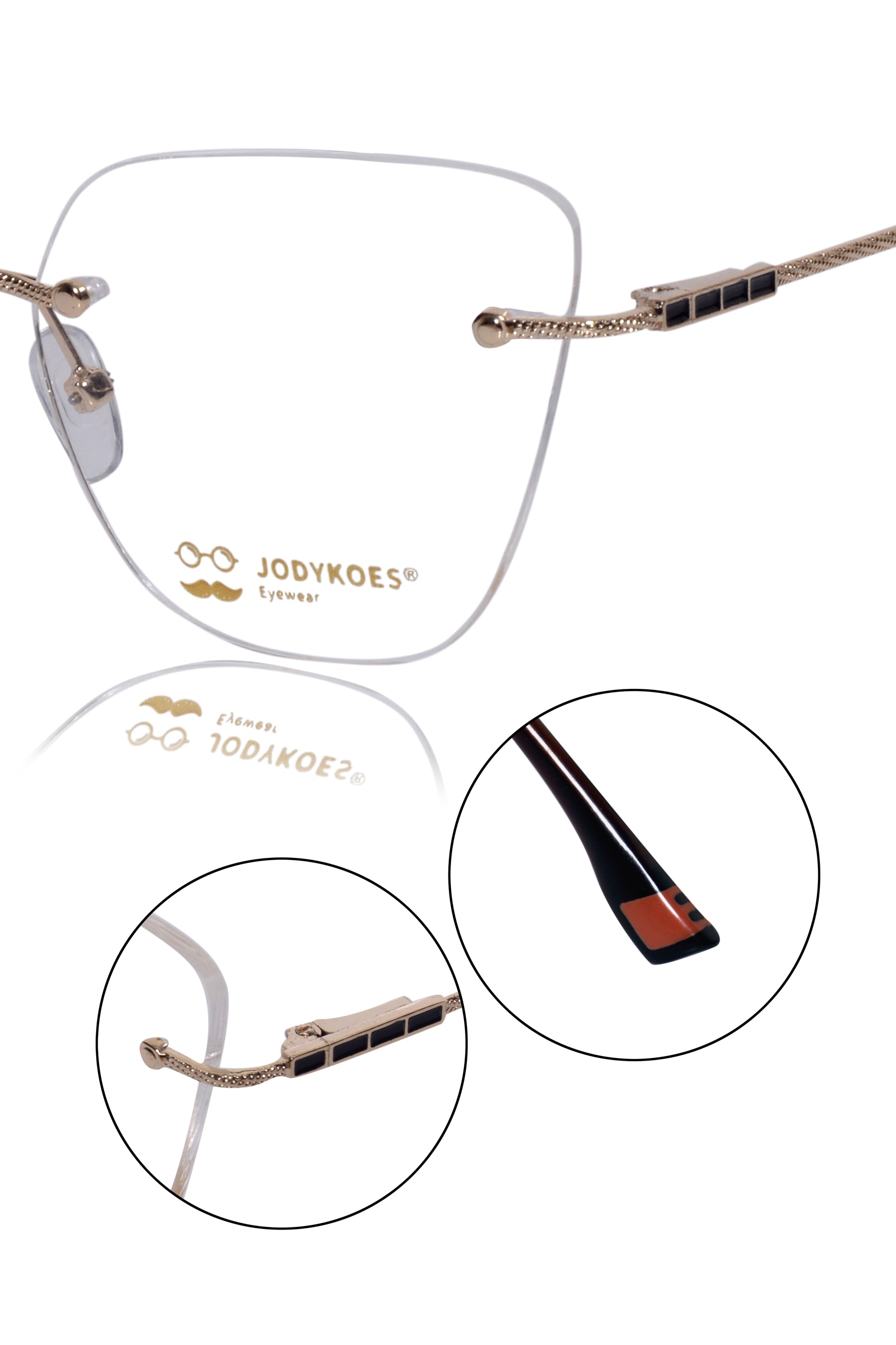 Jodykoes Cat Eye Signature Rimless Frame (Gold)