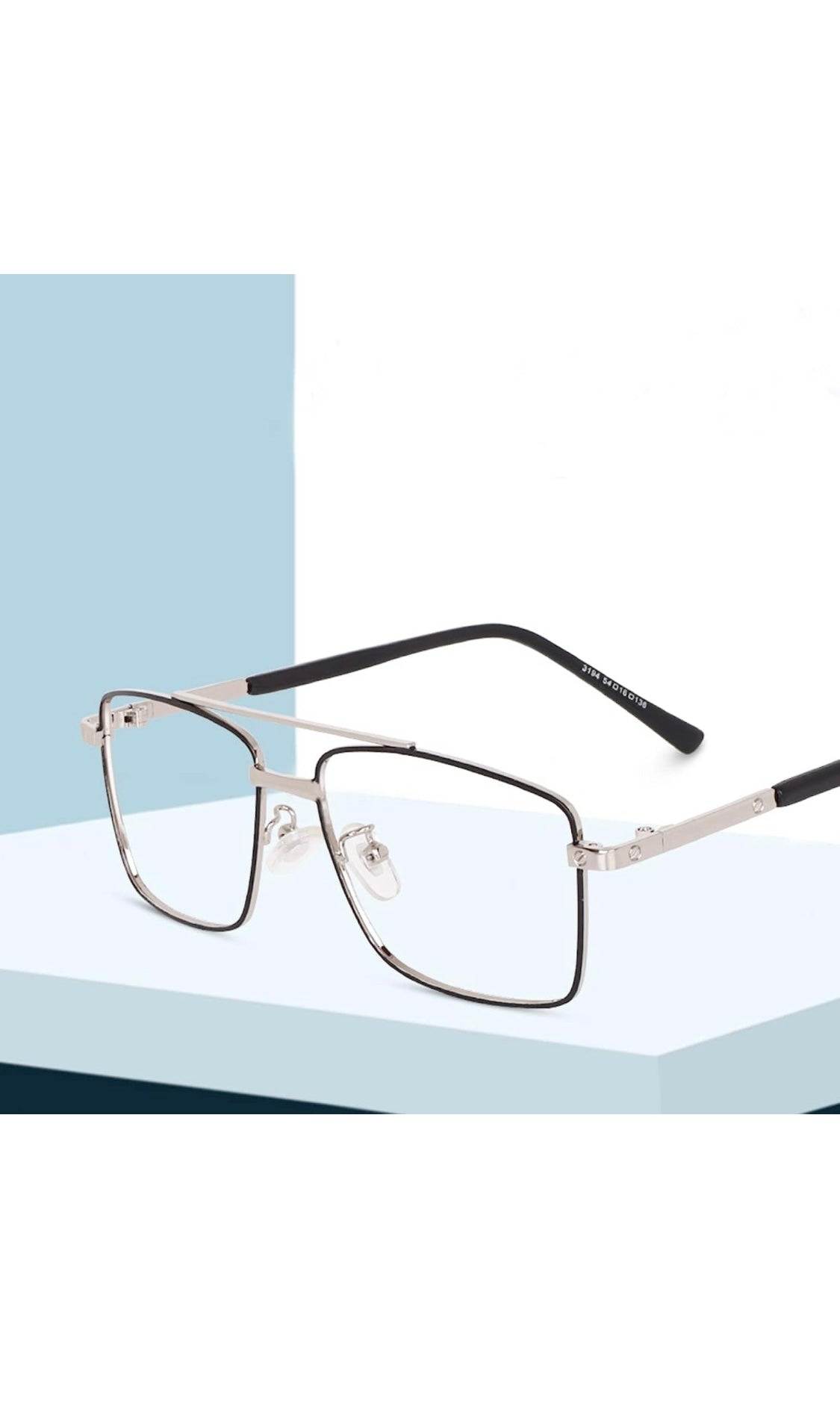Jodykoes® New Full Rim Rectangular Blue Light Protection Computer Eyeglasses Metal Frame With Anti Glare and Blu Cut Glasses Spectacles for Men and Women Eyewear (Black & Silver)