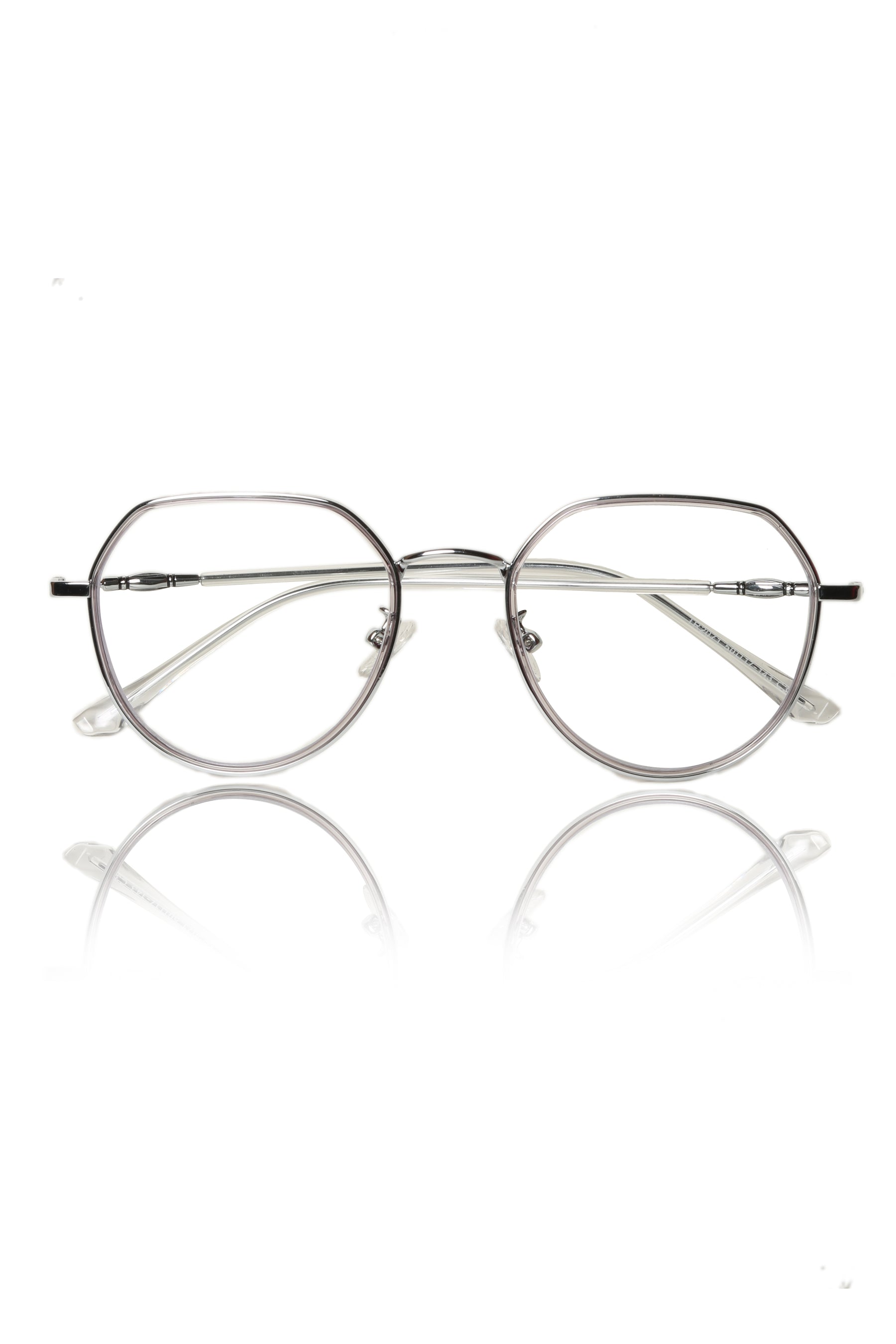 Jodykoes® Premium Series Round-Flat Top Eyewear Eyeglasses Spectacles Frame for Men and Women (Transparent)