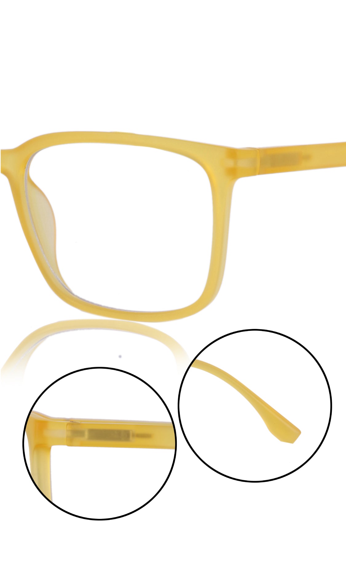 Jodykoes® Colour Series : Vibrant colours eyewear rectangle frames with anti glare and blue filter eyeglasses for men and women (Banana Yellow)