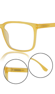 Jodykoes® Colour Series : Vibrant colours eyewear rectangle frames with anti glare and blue filter eyeglasses for men and women (Banana Yellow)