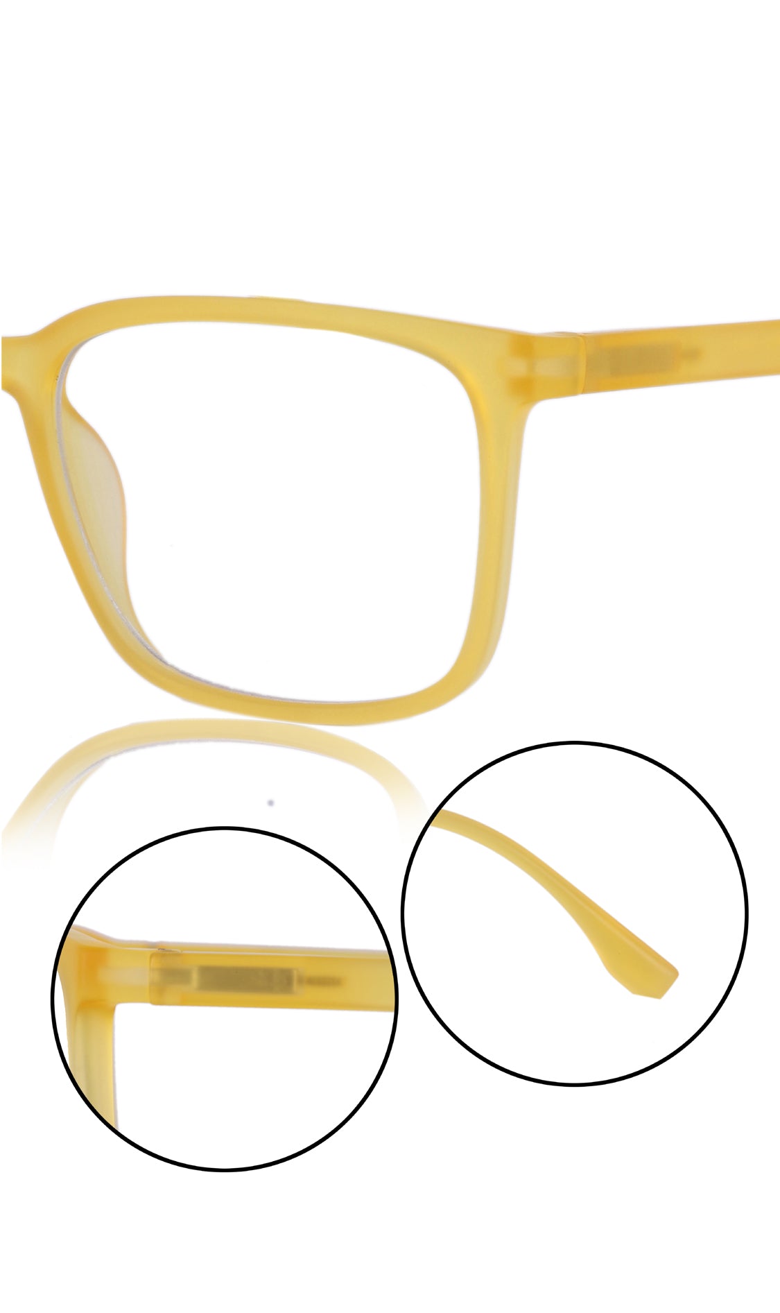 Jodykoes® Colour Series : Vibrant colours eyewear rectangle frames with anti glare and blue filter eyeglasses for men and women (Banana Yellow) - Jodykoes ®