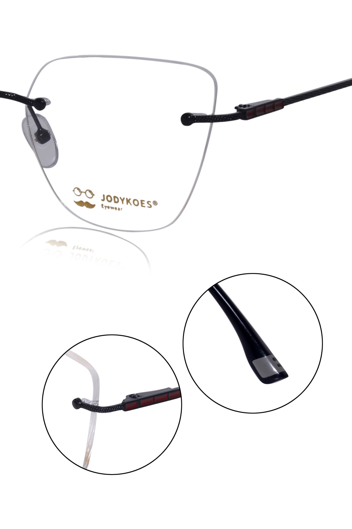 Jodykoes Cat Eye Signature Rimless Frame (Black)