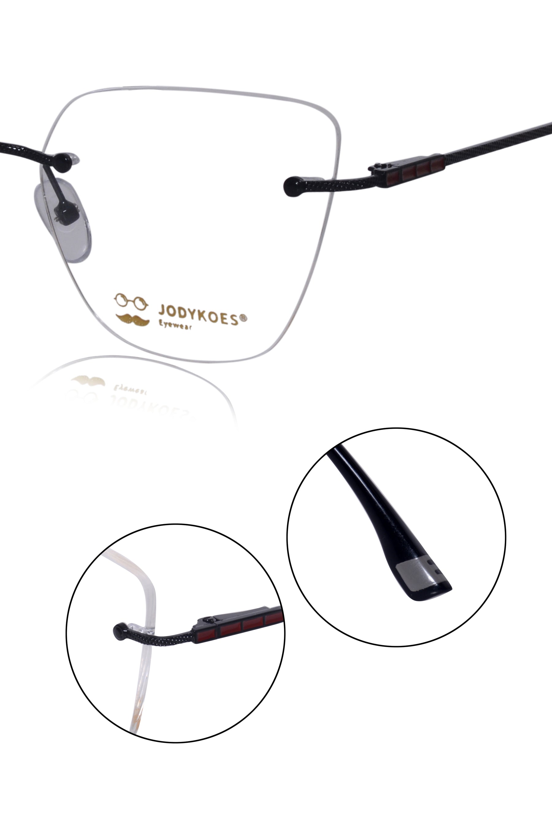 Jodykoes Cat Eye Signature Rimless Frame (Black)