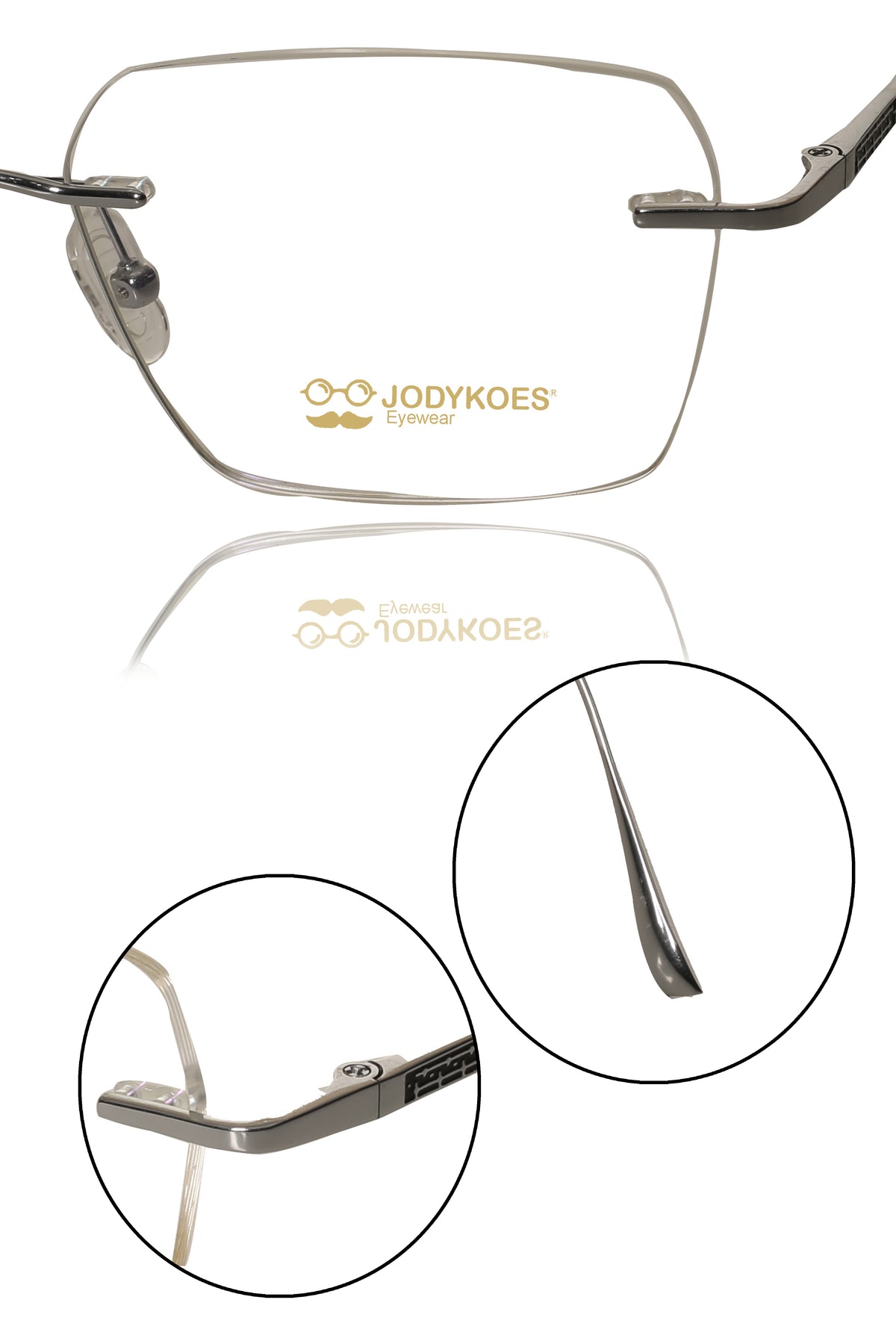 Jodykoes Luxury Pure Titanium Geometric Rimless Frame | High Quality Lightweight Square Optical Frame