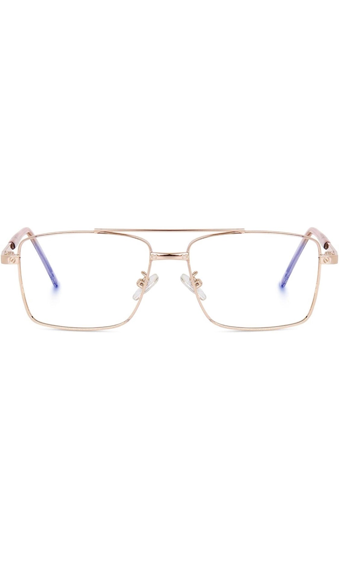 Jodykoes® New Full Rim Rectangular Blue Light Protection Computer Eyeglasses Metal Frame With Anti Glare and Blu Cut Glasses Spectacles for Men and Women Eyewear (Gold)