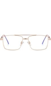 Jodykoes® New Full Rim Rectangular Blue Light Protection Computer Eyeglasses Metal Frame With Anti Glare and Blu Cut Glasses Spectacles for Men and Women Eyewear (Gold)