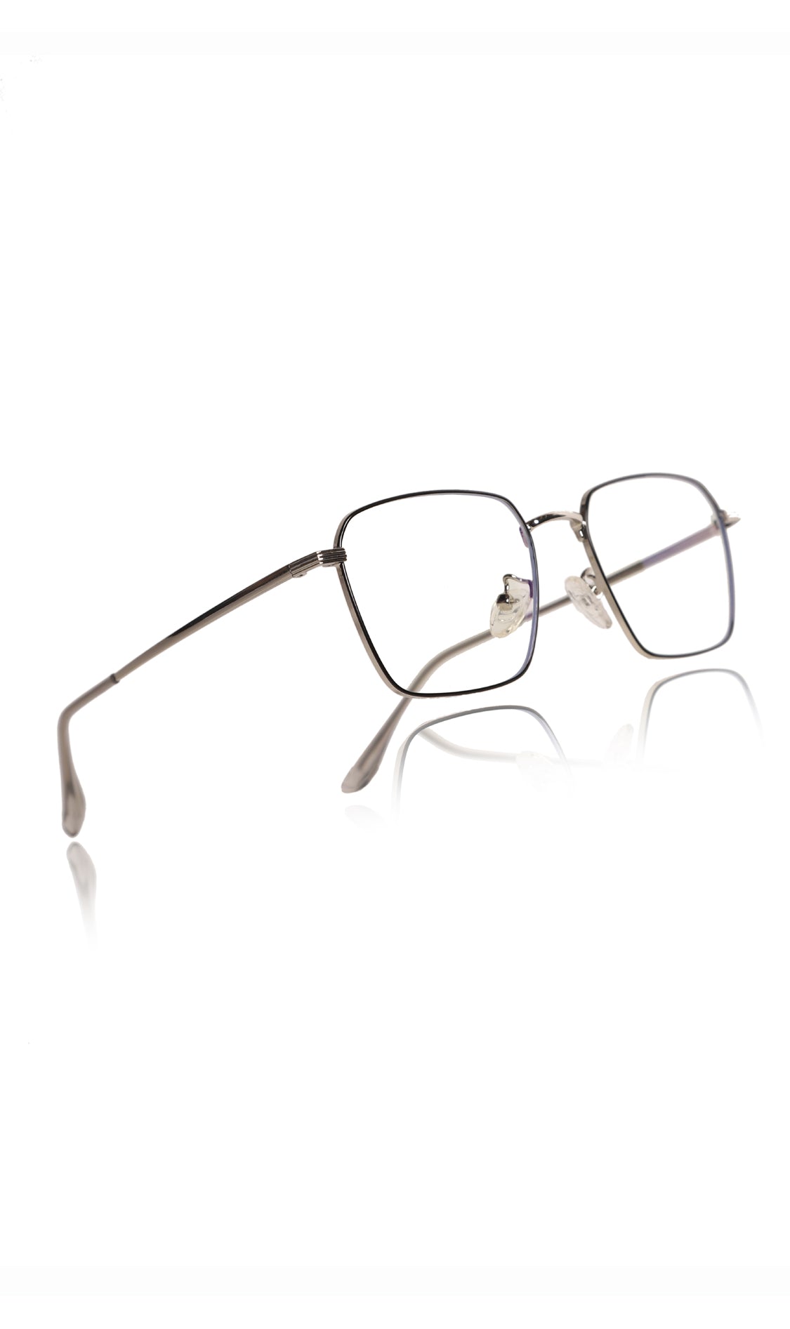 Jodykoes® Premium Series Metal Spectacle Frame With Anti-Glare Blue Light Blocking Eyeglasses for Men and Women | Computer and Mobile Phone Protection Eyewear Frames (Black and Silver)
