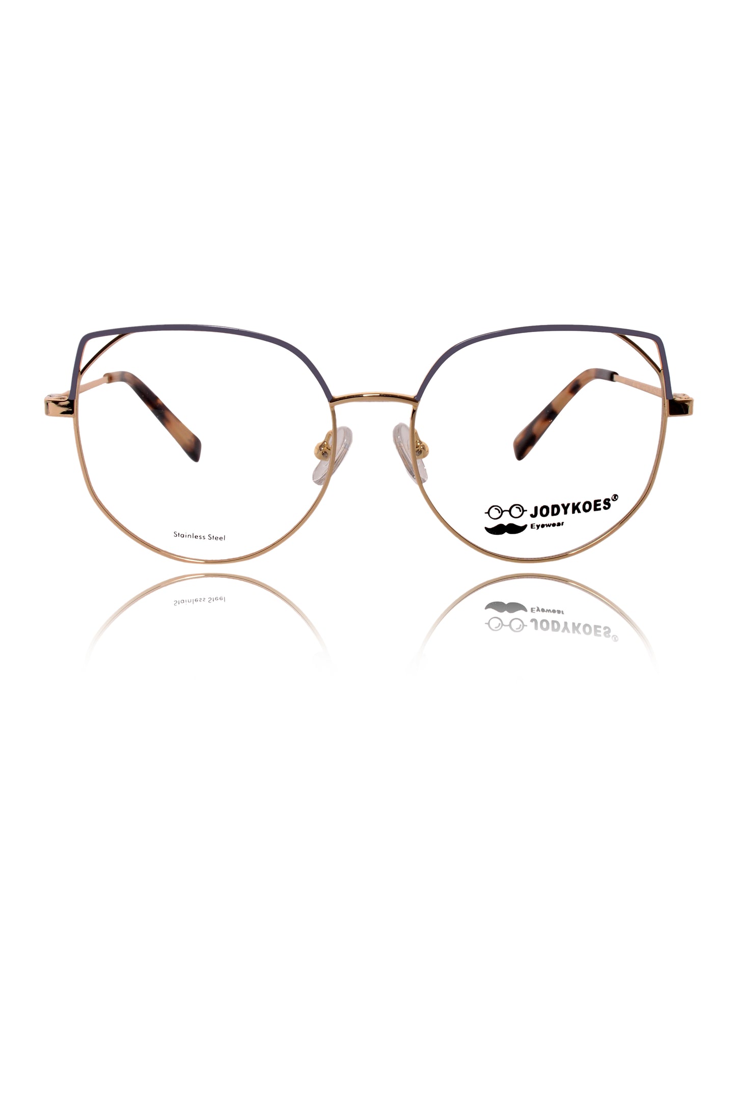 Jodykoes Luxury Series : Pure Titanium Metal Spectacle Eyeglasses | Cat Eye Metal Eyewear Frame ( Lavender and Gold )