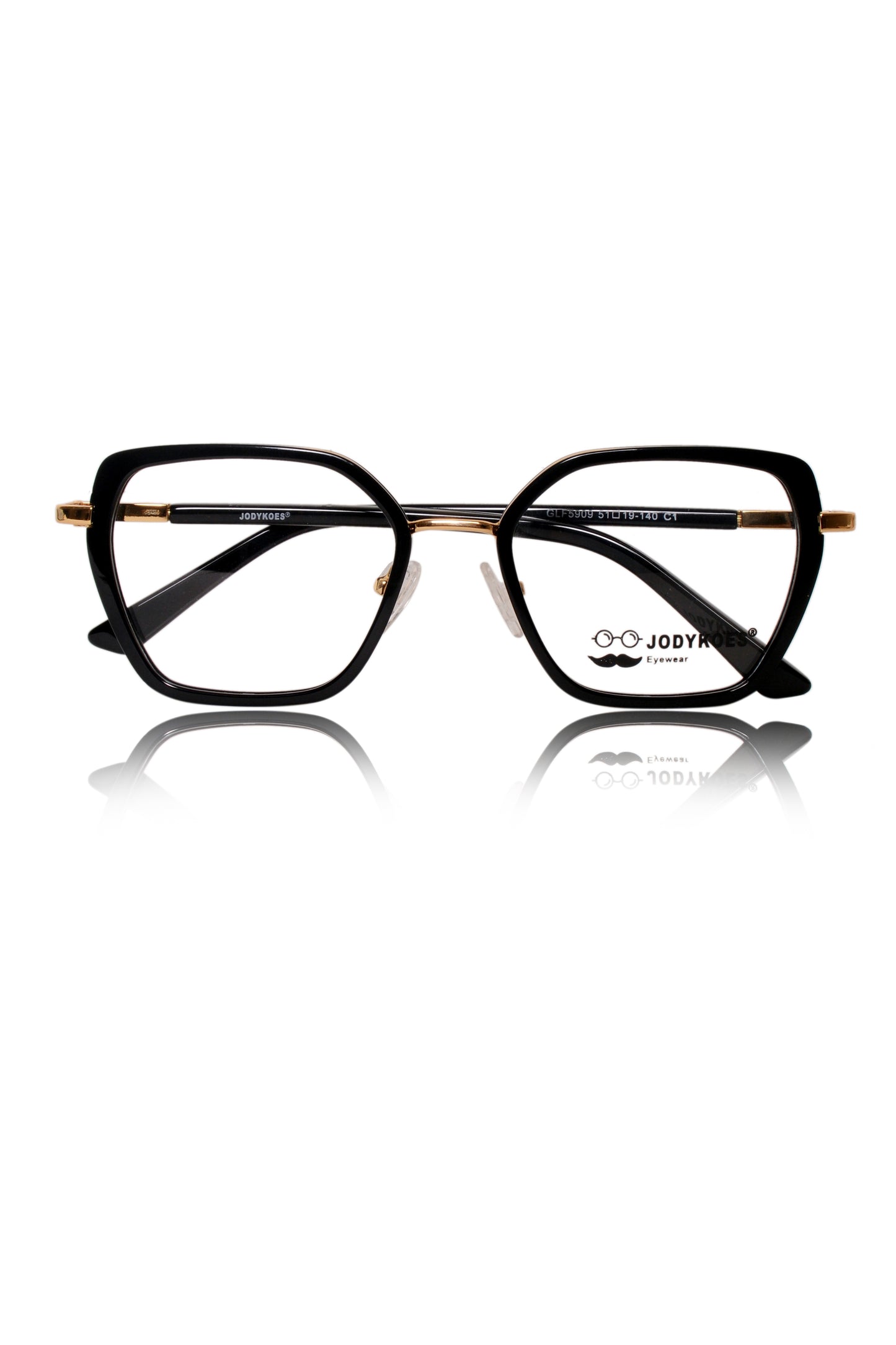 Jodykoes Luxury Series : Pure Titanium Metal Spectacle Eyeglasses | New Shape Cat Eye Metal Eyewear Frame (Black And Gold)