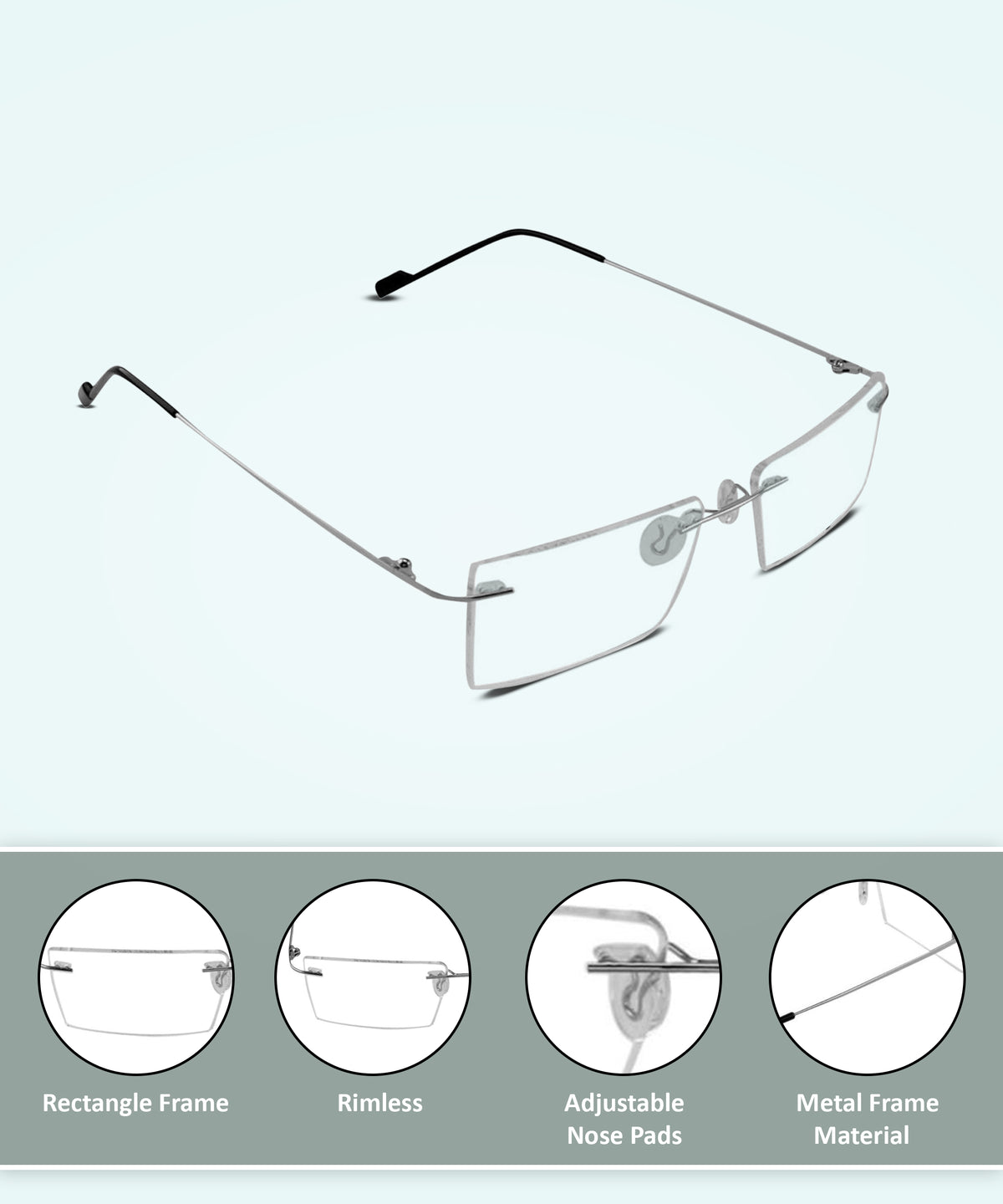 Jodykoes Rectangle Signature Rimless Frame