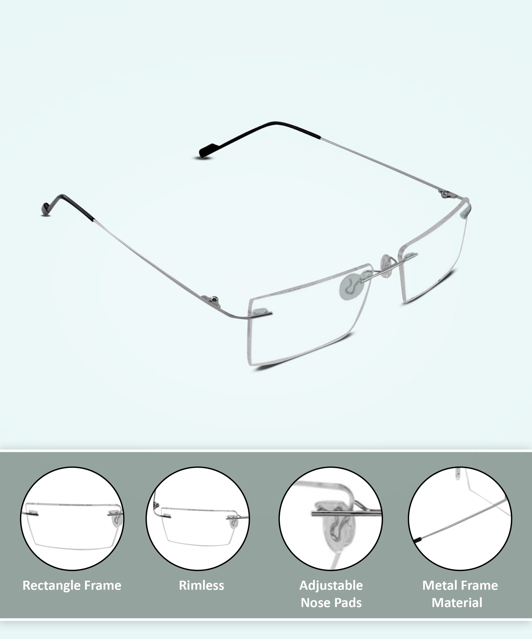 Jodykoes Rectangle Signature Rimless Frame