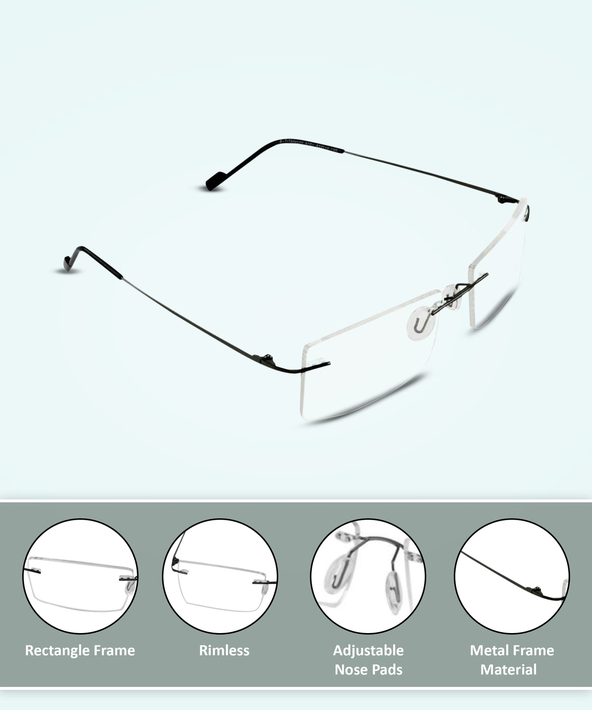 Jodykoes Rectangle Signature Rimless Frame