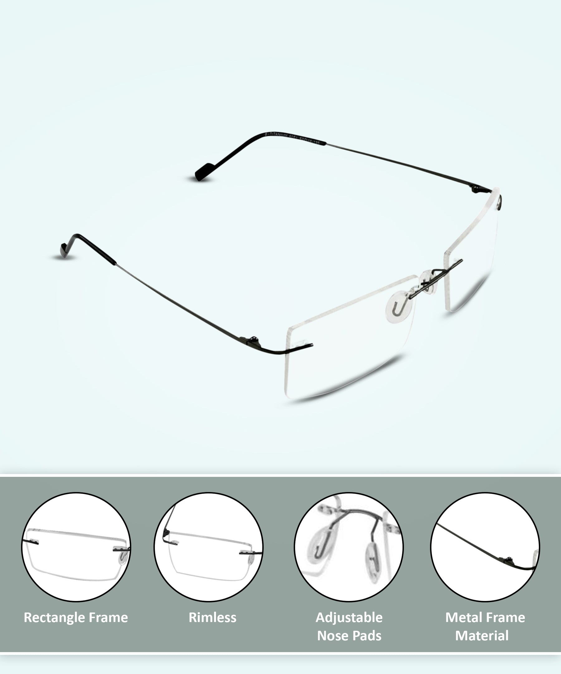 Jodykoes Rectangle Signature Rimless Frame